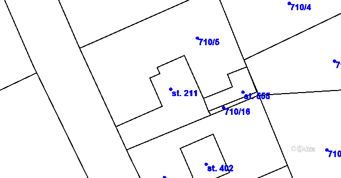 Parcela st. 211 v KÚ Tlustice, Katastrální mapa