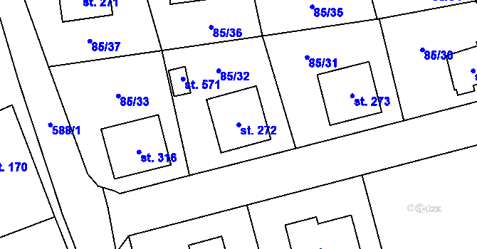 Parcela st. 272 v KÚ Tlustice, Katastrální mapa