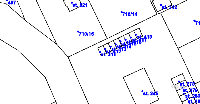 Parcela st. 311 v KÚ Tlustice, Katastrální mapa