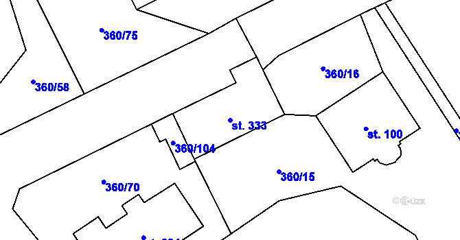Parcela st. 333 v KÚ Tlustice, Katastrální mapa