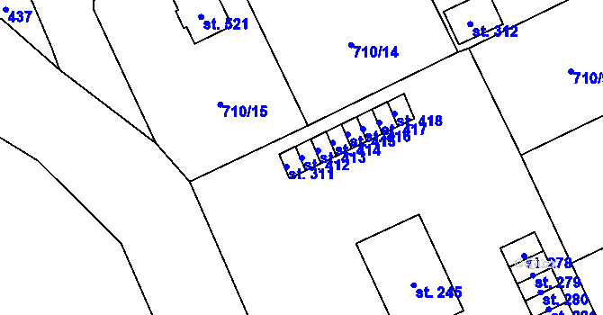 Parcela st. 412 v KÚ Tlustice, Katastrální mapa