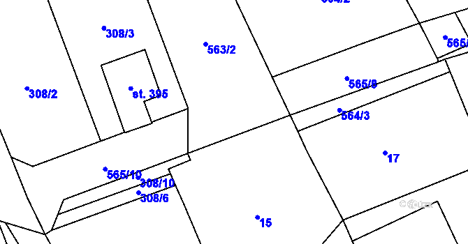 Parcela st. 565/9 v KÚ Tlustice, Katastrální mapa