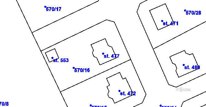 Parcela st. 477 v KÚ Tlustice, Katastrální mapa
