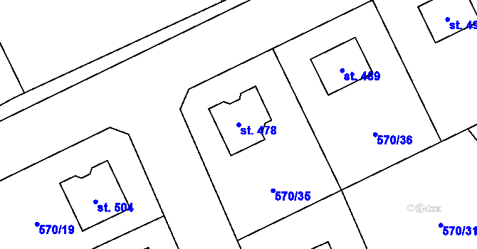 Parcela st. 478 v KÚ Tlustice, Katastrální mapa