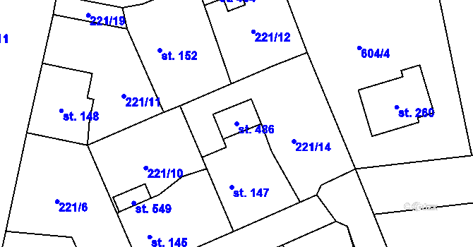 Parcela st. 486 v KÚ Tlustice, Katastrální mapa