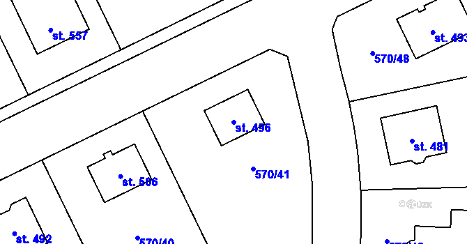 Parcela st. 496 v KÚ Tlustice, Katastrální mapa