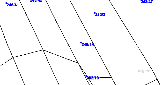 Parcela st. 248/44 v KÚ Tlustice, Katastrální mapa