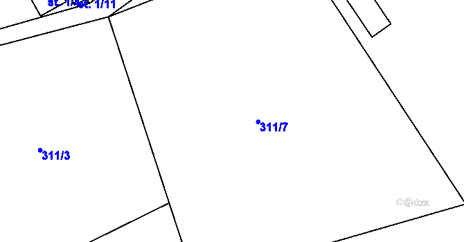 Parcela st. 311/7 v KÚ Tlustice, Katastrální mapa