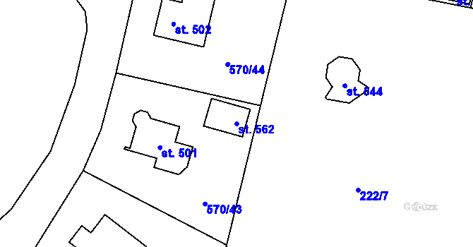 Parcela st. 562 v KÚ Tlustice, Katastrální mapa