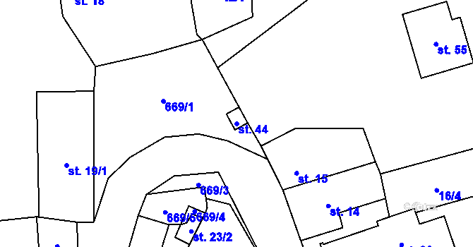 Parcela st. 44 v KÚ Lounín, Katastrální mapa