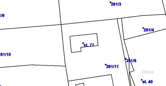 Parcela st. 77 v KÚ Lounín, Katastrální mapa