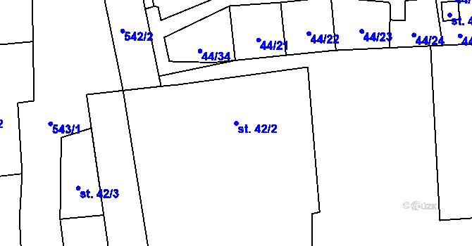 Parcela st. 42/2 v KÚ Tmaň, Katastrální mapa