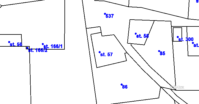 Parcela st. 57 v KÚ Tmaň, Katastrální mapa