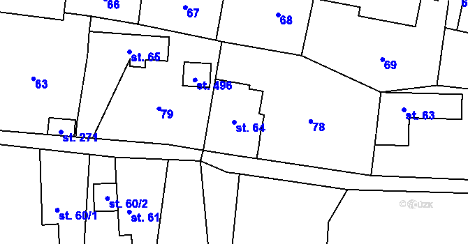 Parcela st. 64 v KÚ Tmaň, Katastrální mapa