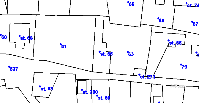 Parcela st. 66 v KÚ Tmaň, Katastrální mapa