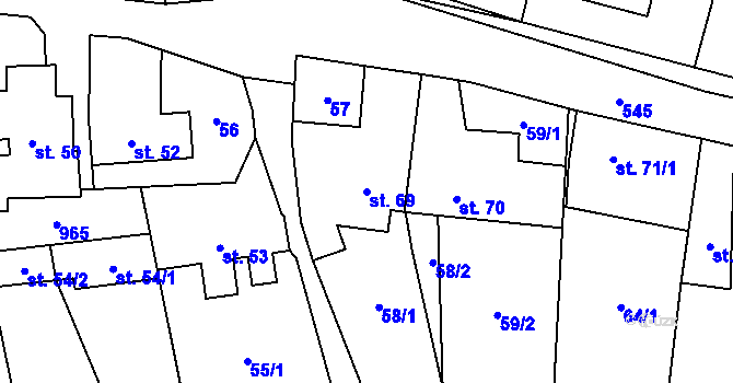 Parcela st. 69 v KÚ Tmaň, Katastrální mapa