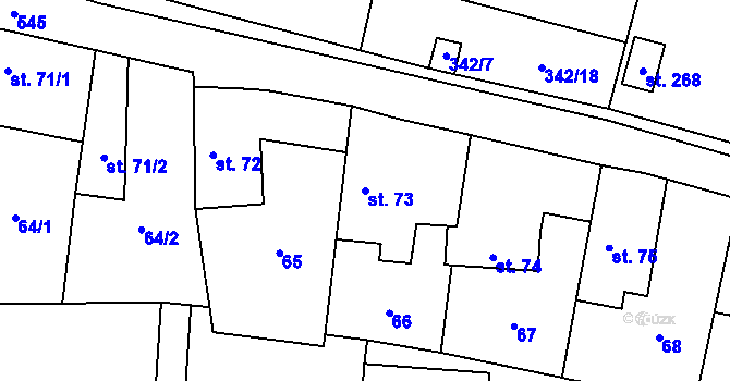 Parcela st. 73 v KÚ Tmaň, Katastrální mapa