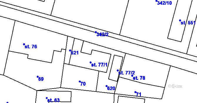 Parcela st. 77 v KÚ Tmaň, Katastrální mapa