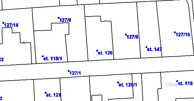 Parcela st. 126 v KÚ Tmaň, Katastrální mapa