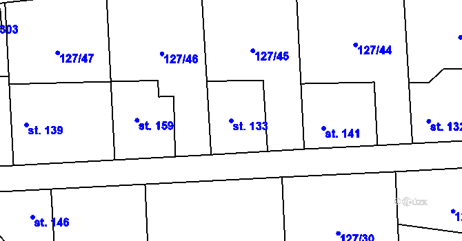 Parcela st. 133 v KÚ Tmaň, Katastrální mapa