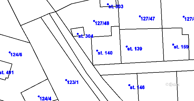Parcela st. 140 v KÚ Tmaň, Katastrální mapa