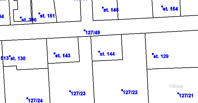 Parcela st. 144 v KÚ Tmaň, Katastrální mapa