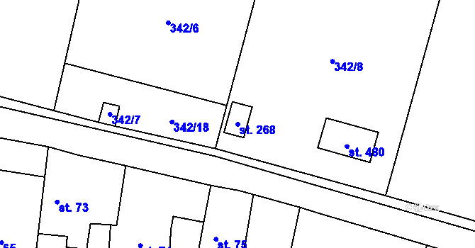 Parcela st. 268 v KÚ Tmaň, Katastrální mapa