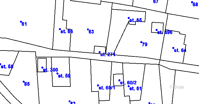 Parcela st. 271 v KÚ Tmaň, Katastrální mapa