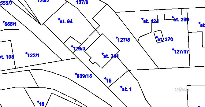 Parcela st. 311 v KÚ Tmaň, Katastrální mapa
