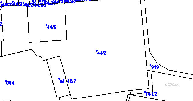 Parcela st. 44/2 v KÚ Tmaň, Katastrální mapa