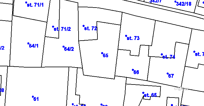 Parcela st. 65 v KÚ Tmaň, Katastrální mapa