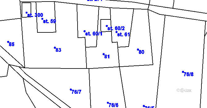 Parcela st. 81 v KÚ Tmaň, Katastrální mapa