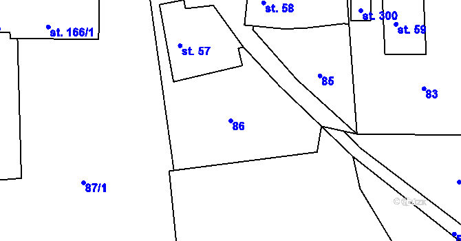 Parcela st. 86 v KÚ Tmaň, Katastrální mapa