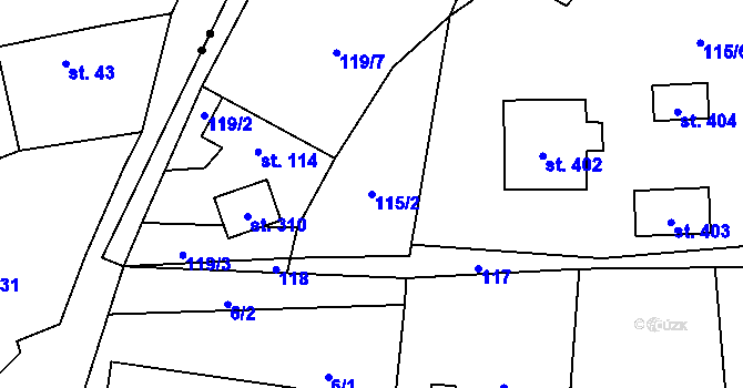 Parcela st. 115/2 v KÚ Tmaň, Katastrální mapa