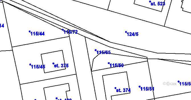 Parcela st. 115/65 v KÚ Tmaň, Katastrální mapa