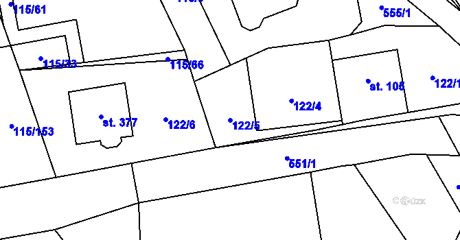 Parcela st. 122/5 v KÚ Tmaň, Katastrální mapa