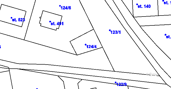 Parcela st. 124/4 v KÚ Tmaň, Katastrální mapa
