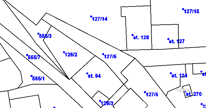 Parcela st. 127/6 v KÚ Tmaň, Katastrální mapa
