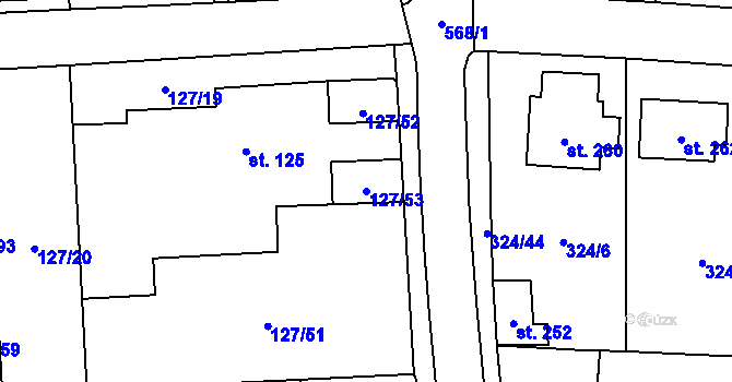 Parcela st. 127/53 v KÚ Tmaň, Katastrální mapa