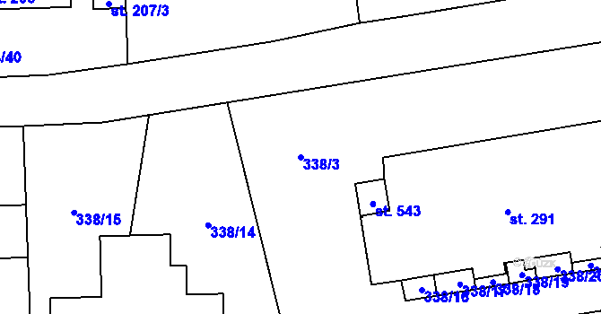 Parcela st. 338/3 v KÚ Tmaň, Katastrální mapa