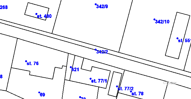 Parcela st. 342/2 v KÚ Tmaň, Katastrální mapa