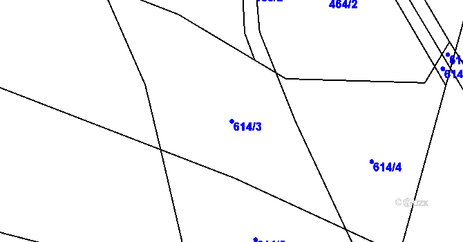 Parcela st. 614/3 v KÚ Tmaň, Katastrální mapa