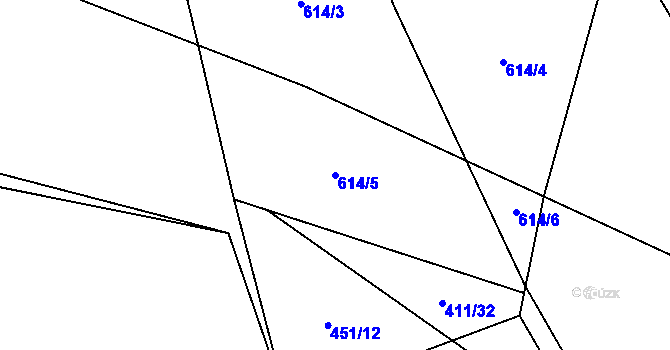 Parcela st. 614/5 v KÚ Tmaň, Katastrální mapa