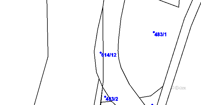 Parcela st. 614/12 v KÚ Tmaň, Katastrální mapa