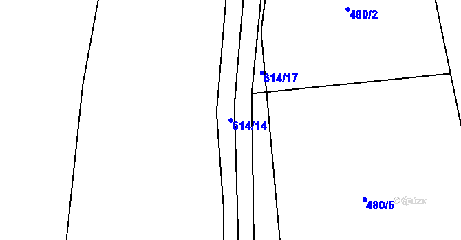 Parcela st. 614/14 v KÚ Tmaň, Katastrální mapa