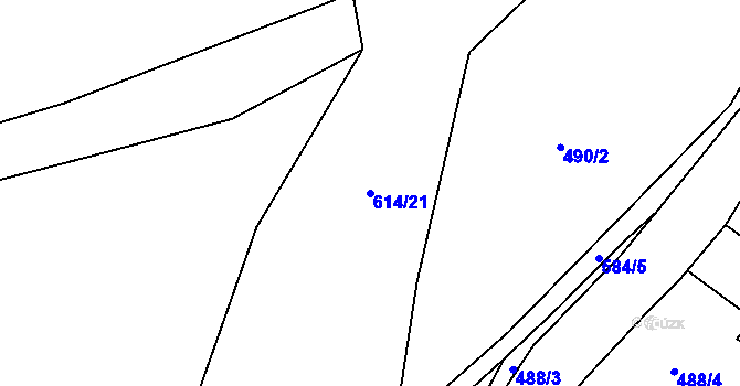 Parcela st. 614/21 v KÚ Tmaň, Katastrální mapa