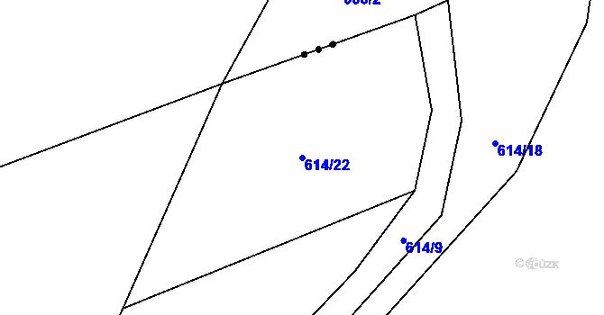 Parcela st. 614/22 v KÚ Tmaň, Katastrální mapa