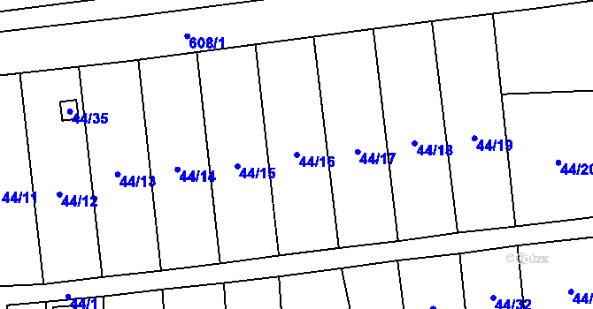 Parcela st. 44/16 v KÚ Tmaň, Katastrální mapa
