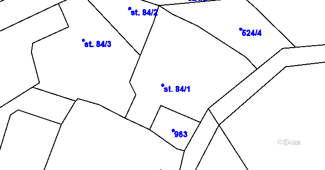Parcela st. 84/1 v KÚ Tmaň, Katastrální mapa