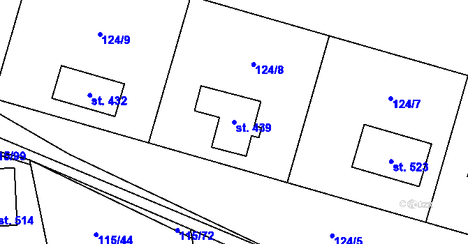 Parcela st. 439 v KÚ Tmaň, Katastrální mapa